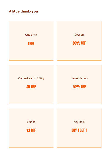 Six cafe offers printable coupon sheet