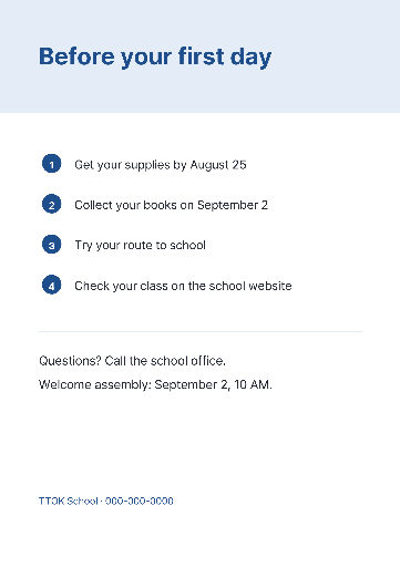 First-day school checklist