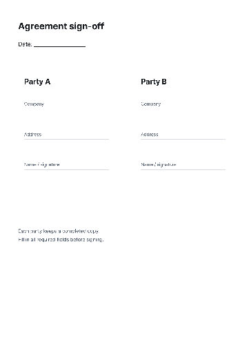 Two-Party Sign-Off Sheet