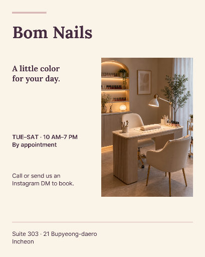 Nail salon opening hours photo poster