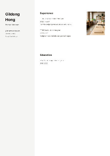 Two-column product designer resume