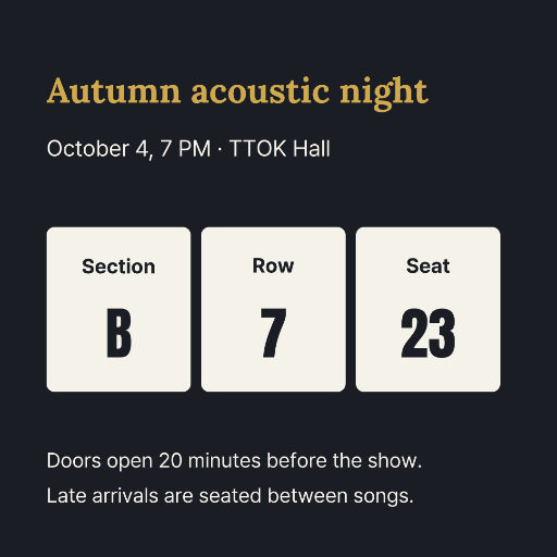 Autumn Acoustic Concert Seat Ticket