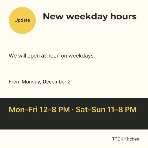 New weekday opening hours notice