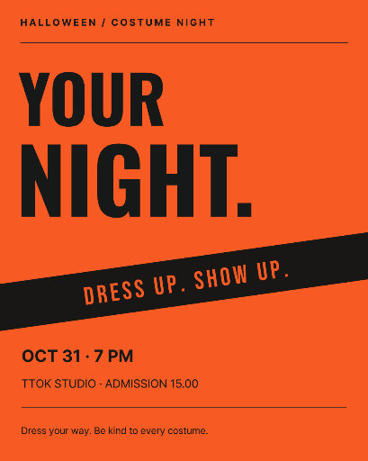 Bold Halloween costume night poster