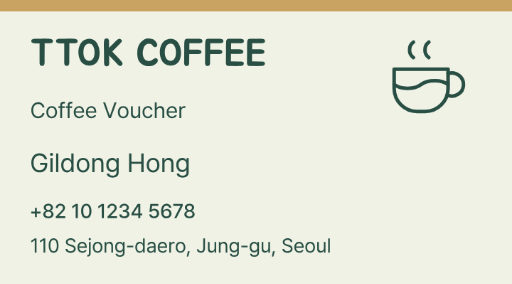 Coffee voucher card
