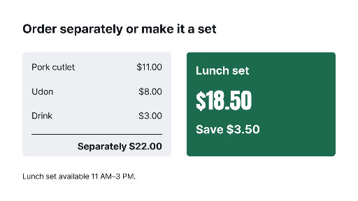 Lunch set savings comparison