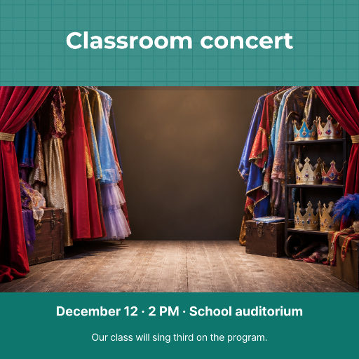Classroom concert invitation