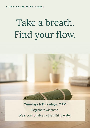 Beginner yoga class poster