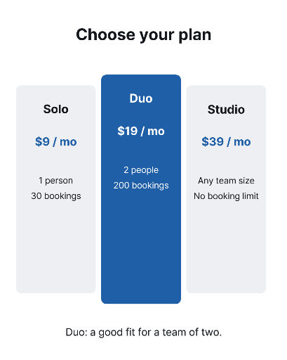 Three-Plan Pricing Comparison
