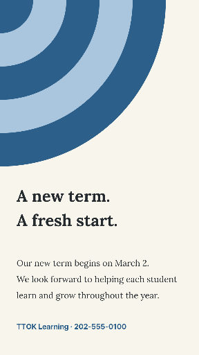 New term welcome with blue corner rings