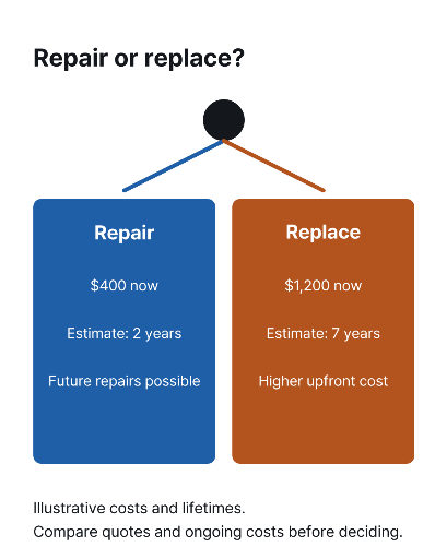 Repair or replace decision chart