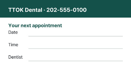 Dental Appointment Reminder Card