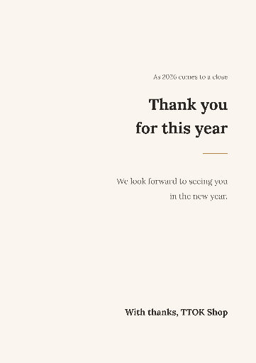 Year-end thank-you card on cream