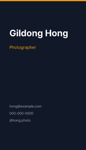 Vertical photographer business card