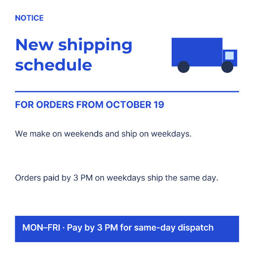 Weekday shipping schedule notice