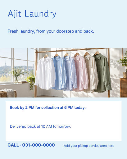 Laundry pickup and delivery service poster