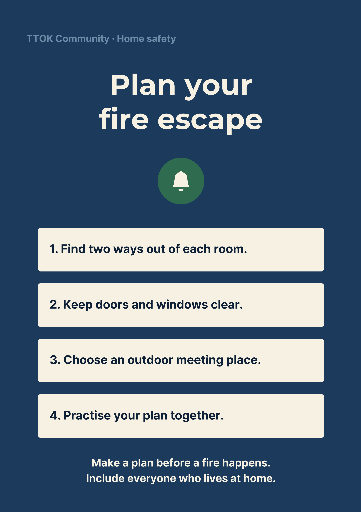 Plan your fire escape — home safety poster