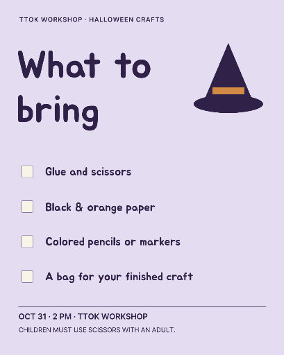 Halloween craft class supplies checklist