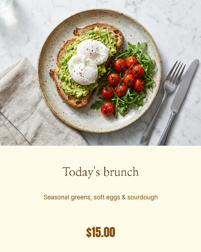 Avocado toast brunch special
