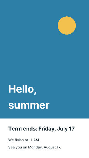 School summer break announcement