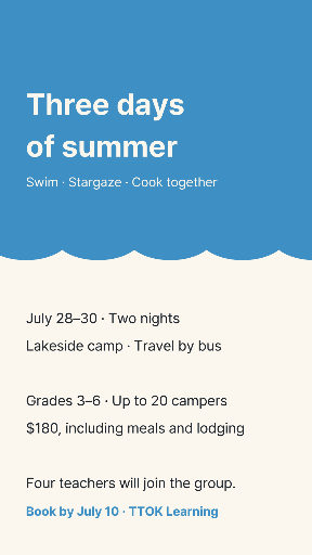 Three-day summer camp story