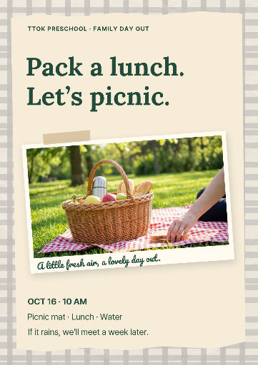 Family autumn picnic invitation