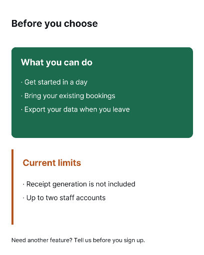 Benefits and Limits Comparison