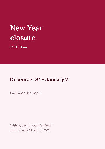 New Year closure notice in cranberry red