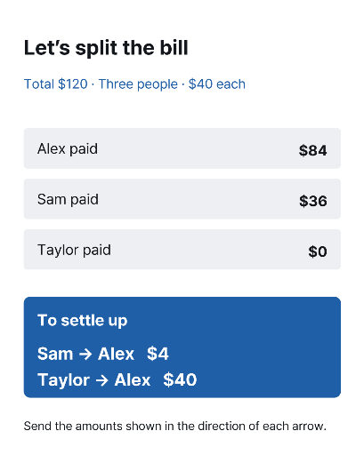 Split the bill — three people