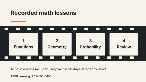 Four recorded math lessons filmstrip