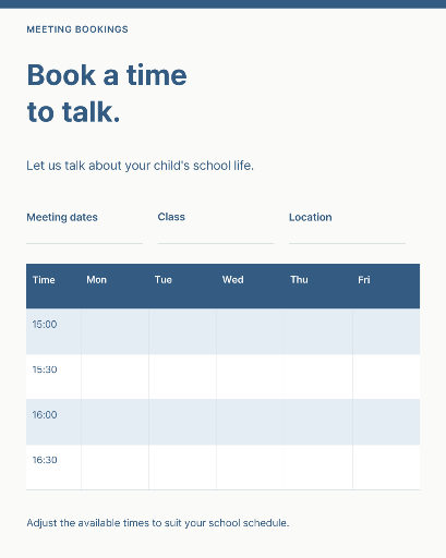 Parent-teacher meeting booking forms