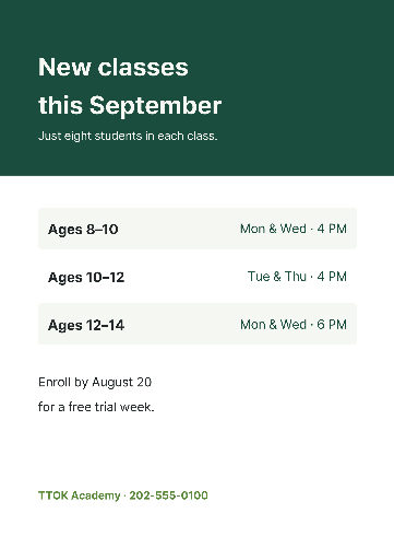 Small-group tutoring enrollment poster