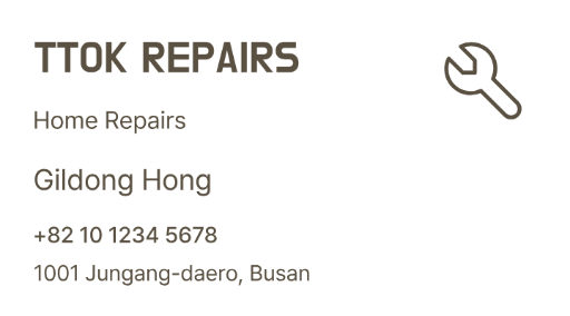 Home repair business card