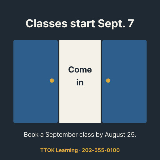 Open-door new term class invitation