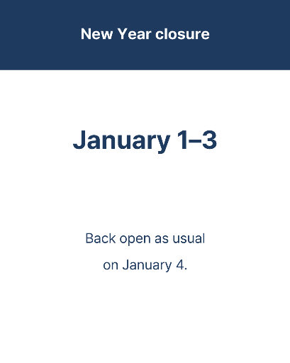 New Year closure and shipping carousel