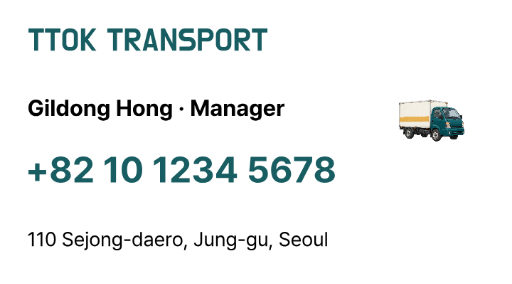 Bold contact transport business card