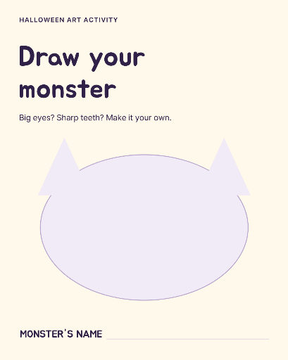 Draw a monster Halloween worksheet