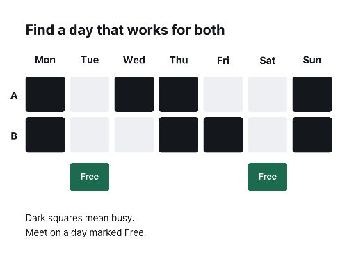 Find a day — two-person weekly planner