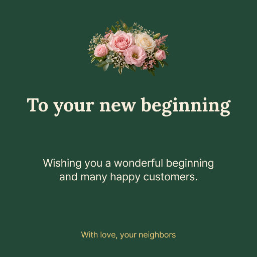 Flower shop opening congratulations card
