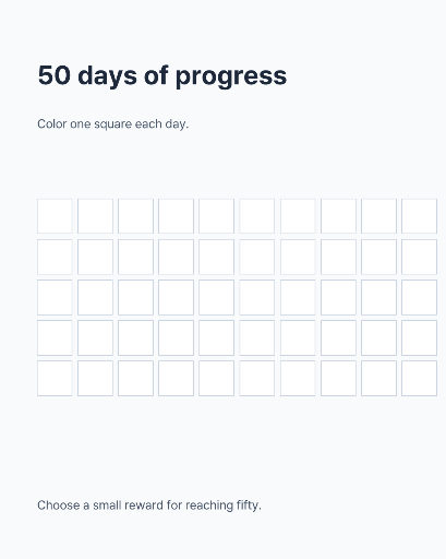Fifty-day progress tracker