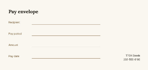 Cream Pay Envelope
