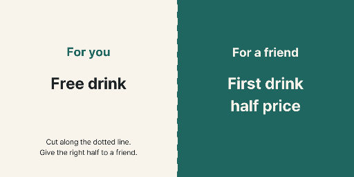 Tear-apart refer-a-friend cafe coupon