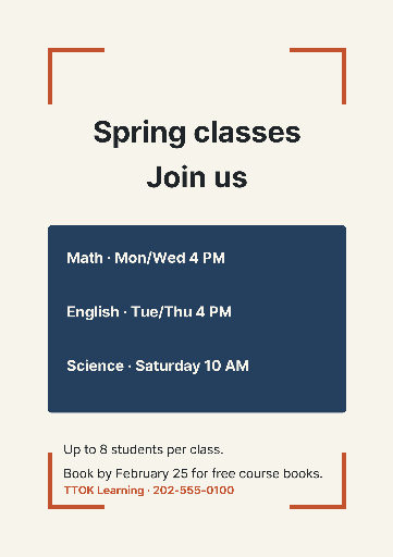 Spring course registration poster