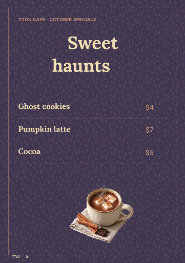 Halloween dessert menu