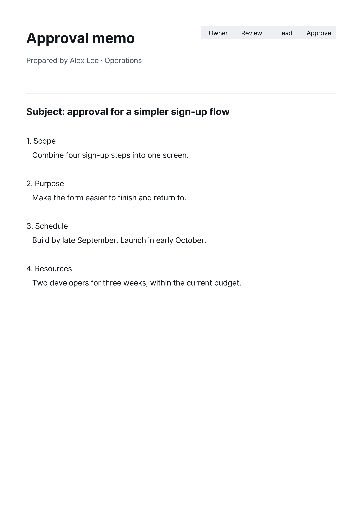 Project Approval Memo