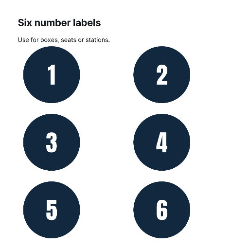 Six numbered circle labels