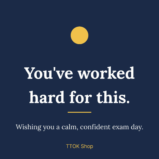 Exam encouragement card with gold accents