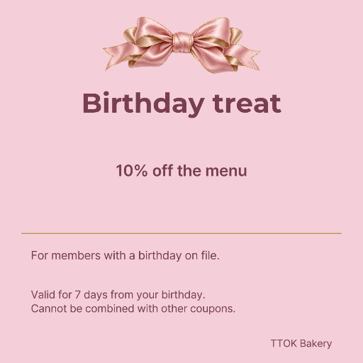 Bakery birthday coupon