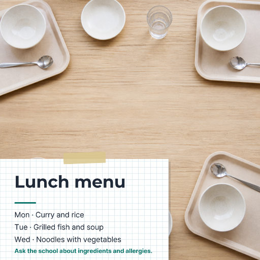 School lunch menu notice