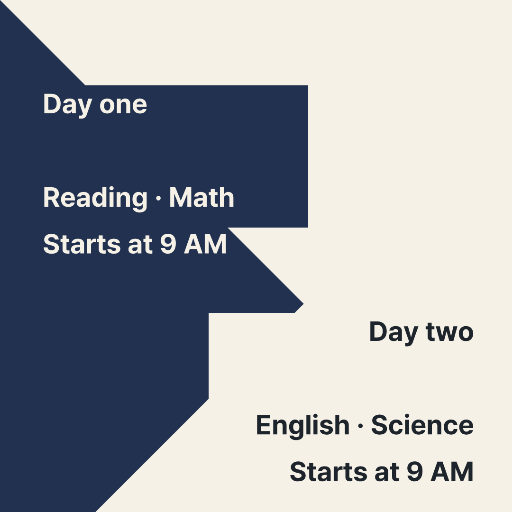 Two-day school exam schedule